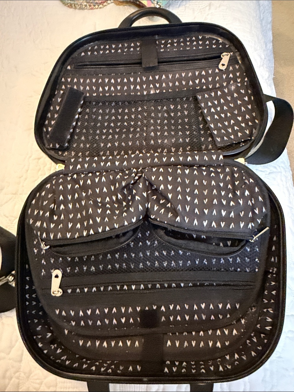 Brighton Mini Illustrated Dome Satchel in White Multi with Black Handle - Picture 7 of 11